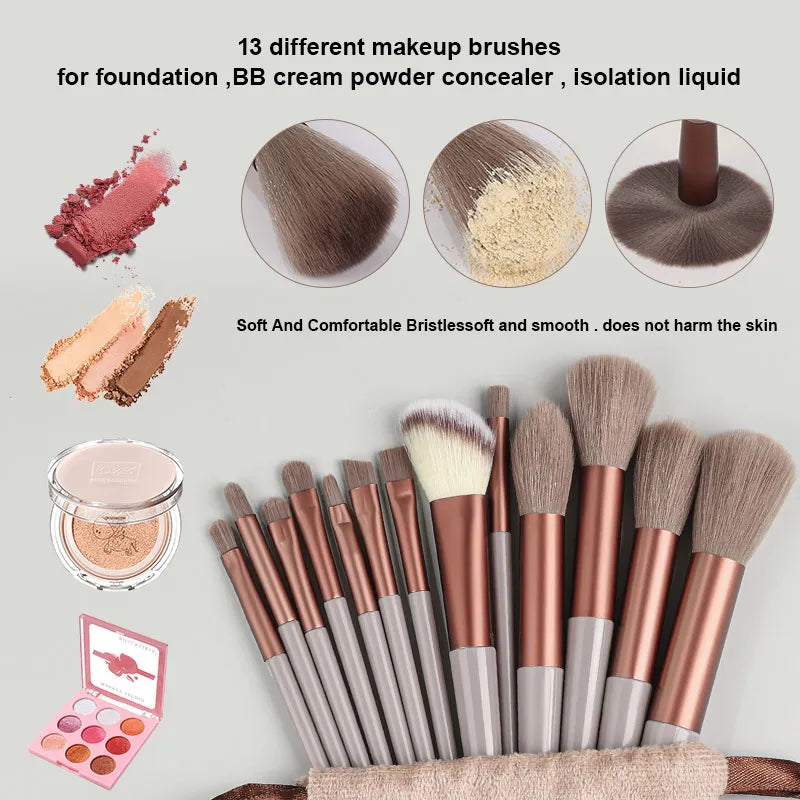 13/14PCS Makeup Brushes Set Eye Shadow Foundation Blush Powder Brush Women Cosmetic Blending Beauty Soft and Fluffy makeup tools