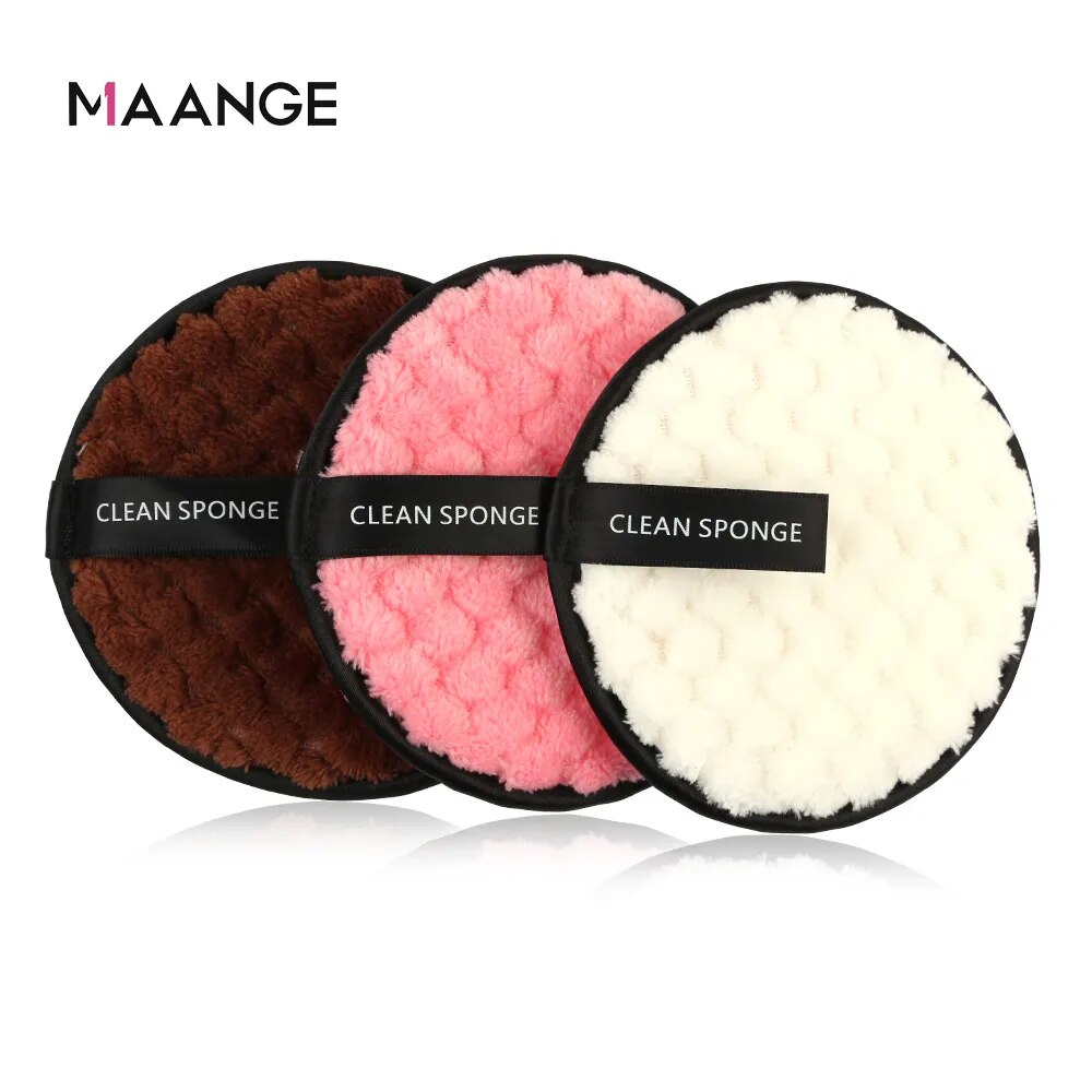 MAANGE 3PCS Microfiber Makeup Remover Towel Reusable Cleansing Cloth Pads Face Cleaner Plush Puff Foundation Skin Care Tool