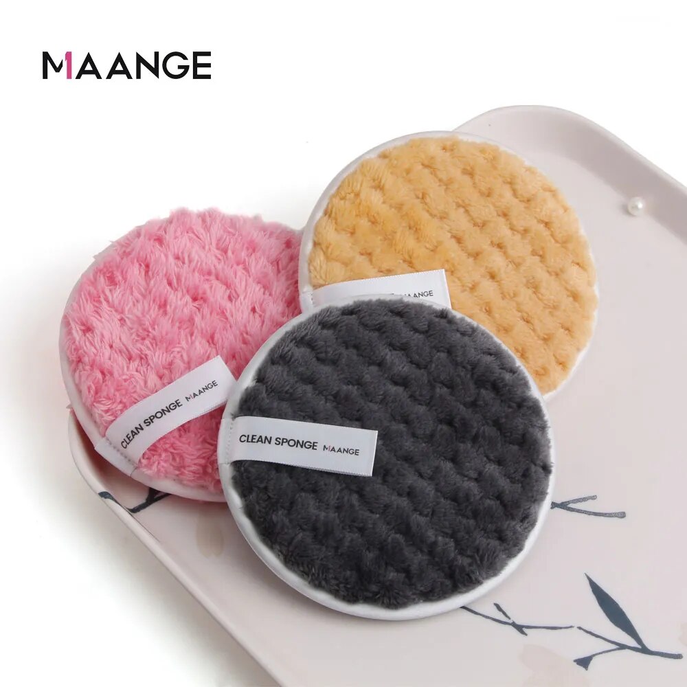 MAANGE 3PCS Microfiber Makeup Remover Towel Reusable Cleansing Cloth Pads Face Cleaner Plush Puff Foundation Skin Care Tool