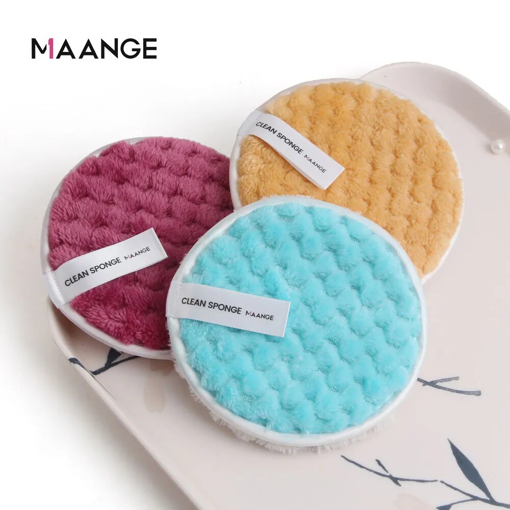 MAANGE 3PCS Microfiber Makeup Remover Towel Reusable Cleansing Cloth Pads Face Cleaner Plush Puff Foundation Skin Care Tool