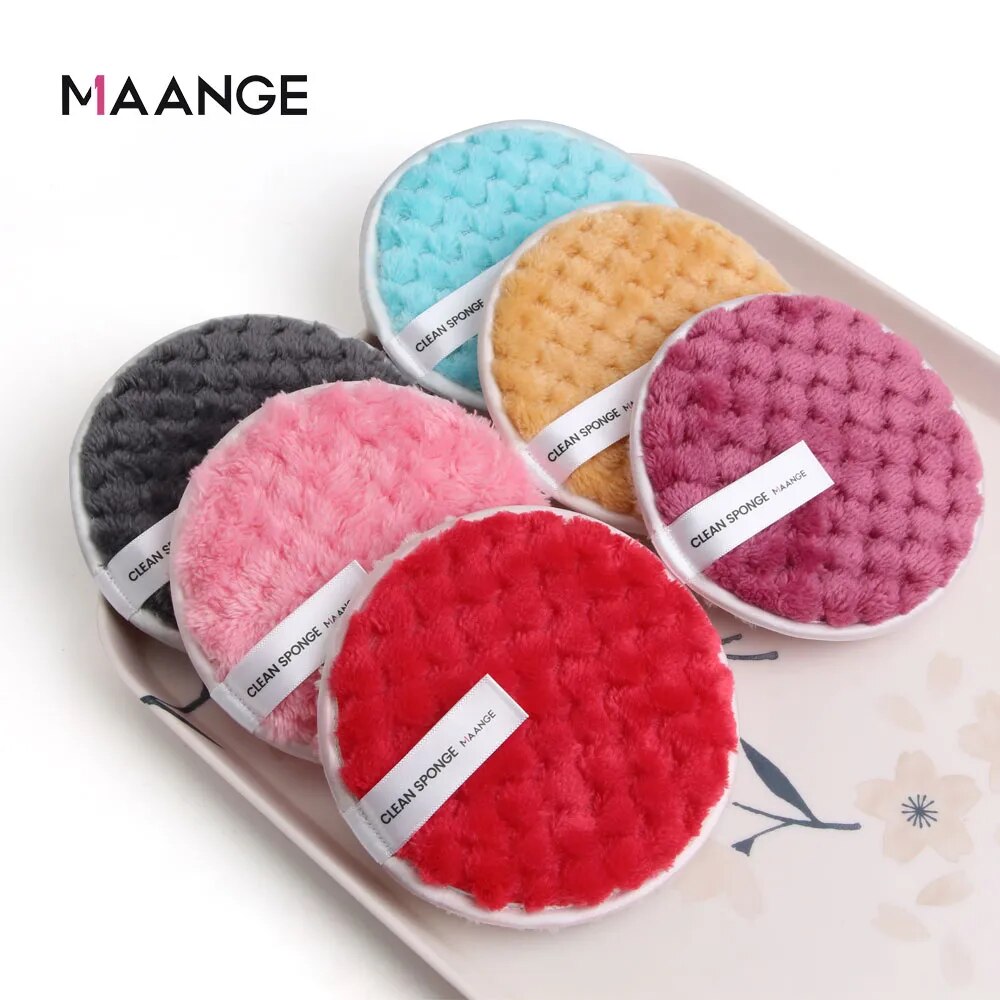 MAANGE 3PCS Microfiber Makeup Remover Towel Reusable Cleansing Cloth Pads Face Cleaner Plush Puff Foundation Skin Care Tool