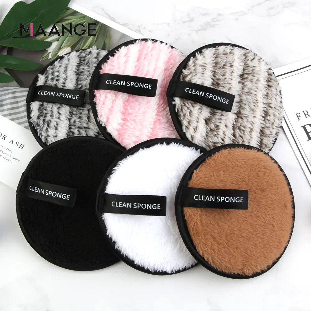 MAANGE 3PCS Microfiber Makeup Remover Towel Reusable Cleansing Cloth Pads Face Cleaner Plush Puff Foundation Skin Care Tool