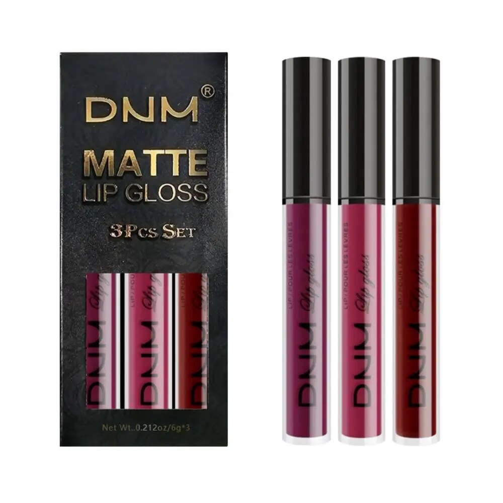 DNM 3PCS Liquid Lipstick Waterproof Long Lasting Cosmetic Black Blue Purple Green Matte Lip Gloss Nude Lip Tint Stain Makeup