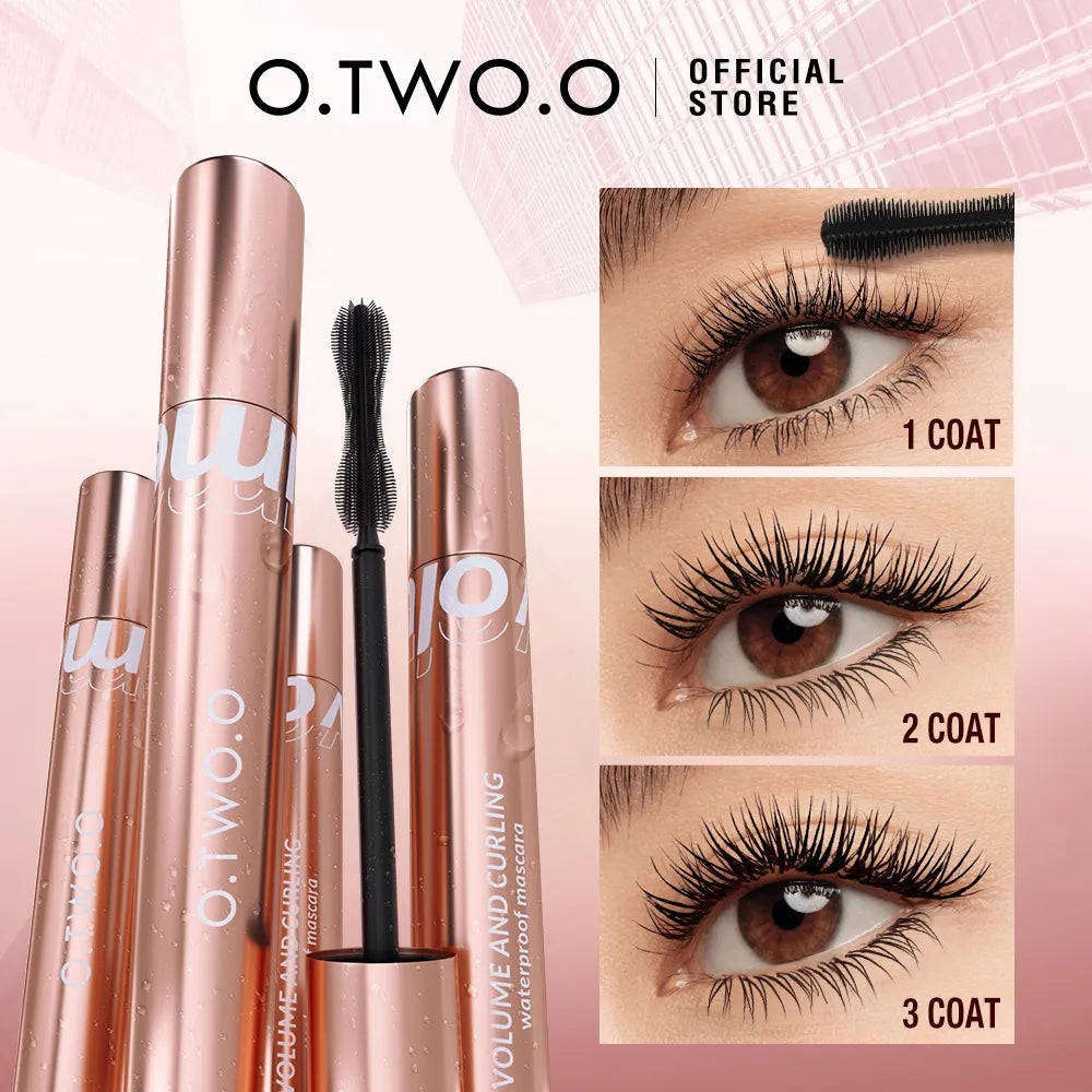 O.TWO.O Mascara Waterproof 4D Silk Fiber Curling Volume Lashes Thick Lengthening  Nourish Eyelash Extension High Quality Makeup