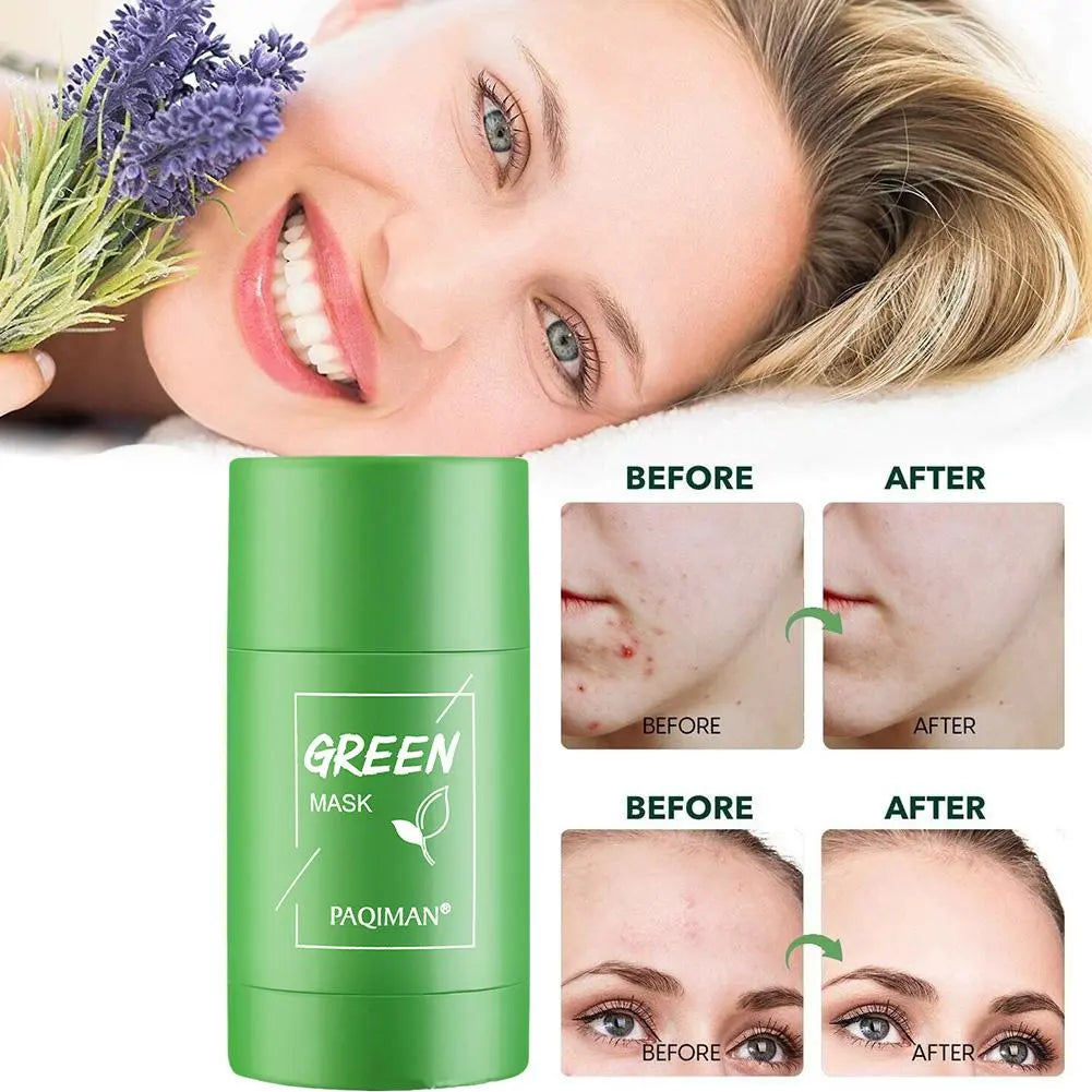 Green Tea Solid Cleansing Mask Dispel Acne Blemish Mark Remove Blackhead Acne Smearing Mud Film Hydrating Mask 2023 New