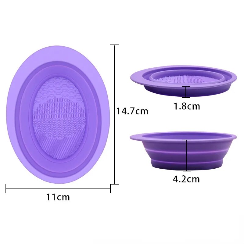 Soft Silicone Makeup Brush Folding Cleaning Bowl Cleaning Mat Cosmetic Eyeshadow Brush Cleaner Scrubber Box Cleaning Tools