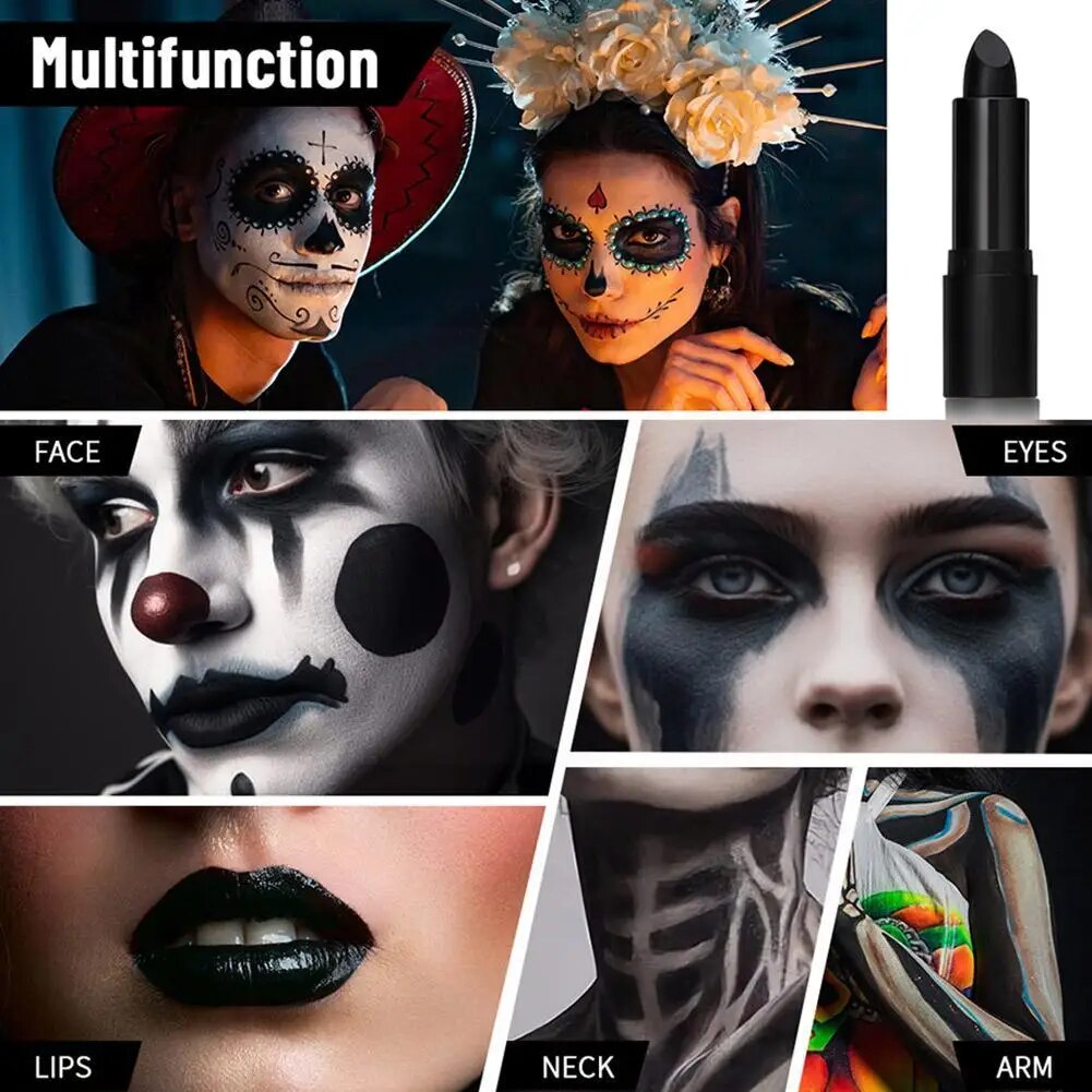 Black Eye Face Body Paint Stick Cream Eyeblack Tube Black Body Painting Blendable Sticks For Halloween Cosplay Joker Makeup E7C8