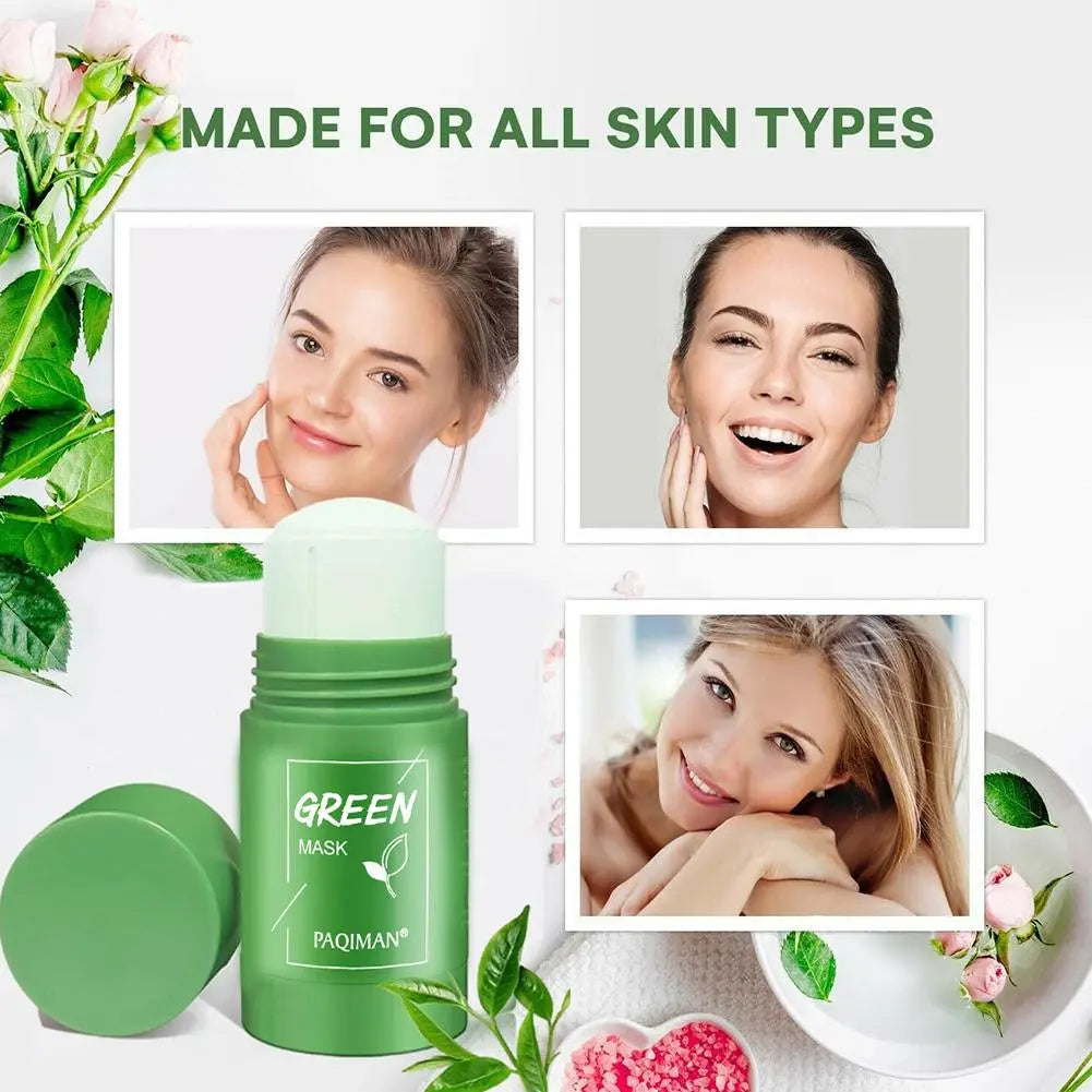 Green Tea Solid Cleansing Mask Dispel Acne Blemish Mark Remove Blackhead Acne Smearing Mud Film Hydrating Mask 2023 New