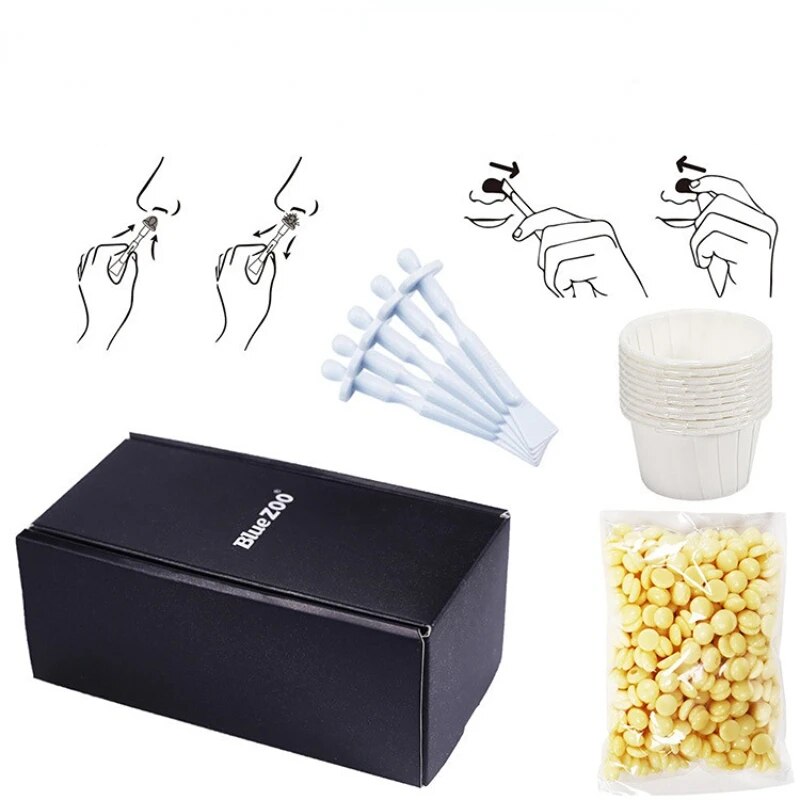 Wax beanPortable Painless Nose Wax Kit For Men & Women Nose Hair Removal Wax Set Paper-Free Nose Hair Wax Beans Cleaning Wax Kit