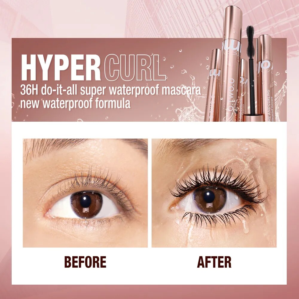 O.TWO.O Mascara Waterproof 4D Silk Fiber Curling Volume Lashes Thick Lengthening  Nourish Eyelash Extension High Quality Makeup