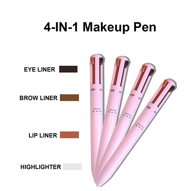 4 In 1 Makeup Pen Eyebrow Pencil Waterproof Drawing Eye Brow Long Lasting Easy Color Eyeliner Eyebrow Pen Sweatproof Makeup Pen