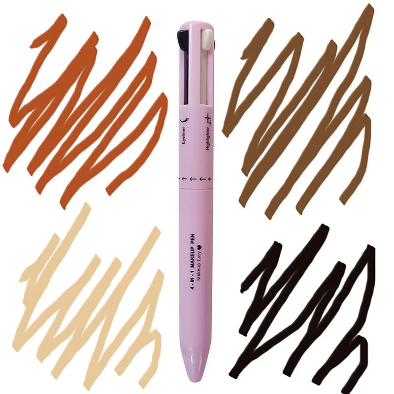 4 In 1 Eyebrow Pencil Lip Liner Highlighter Pen Waterproof Lasting Easy Color Sweat-Proof Eyeliner Makeup Pen Cosmetic Beauty