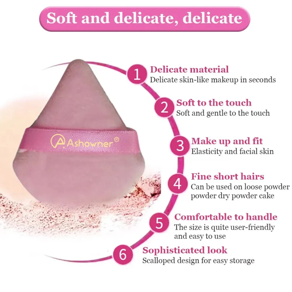 Triangle Powder Puff Soft Makeup Sponge for Face Make Up Eyes Contouring Shadow Cosmetic Washable Mini Velvet Foundation Puff