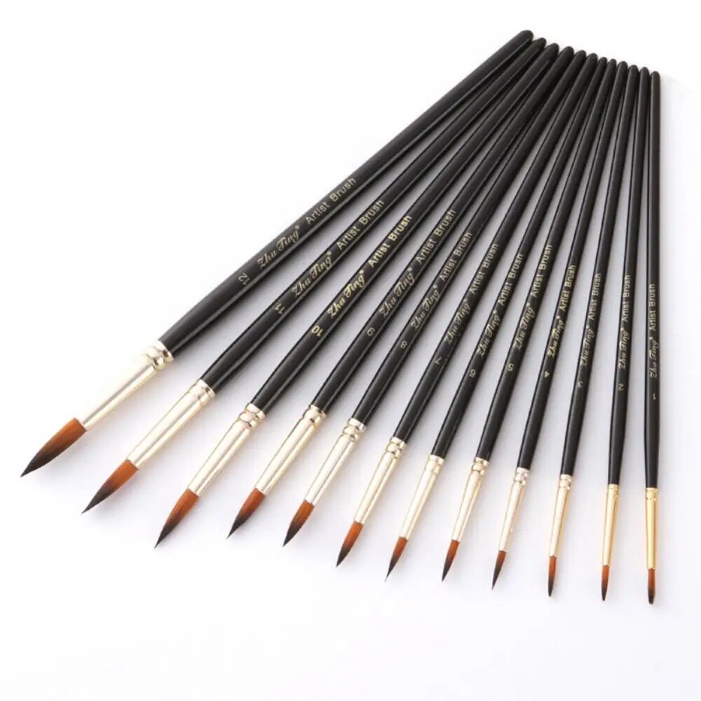 12Pcs/Set Professional Artist Paint Brush Acrylic Watercolor Oil Painting Tool Body Painting Brush Makeup Brushes Makeup Tools