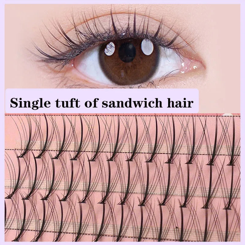 Anlinnet Professional  Makeup 60 clusters Personal Cluster Eyelash Single tuft of M sandwich eyelash Grafting False Eyelashes