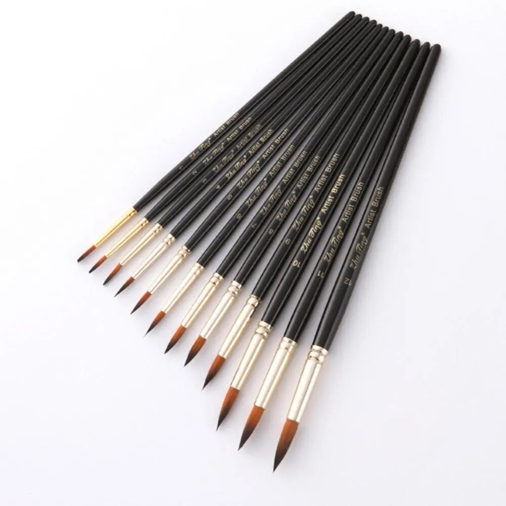 12Pcs/Set Professional Artist Paint Brush Acrylic Watercolor Oil Painting Tool Body Painting Brush Makeup Brushes Makeup Tools