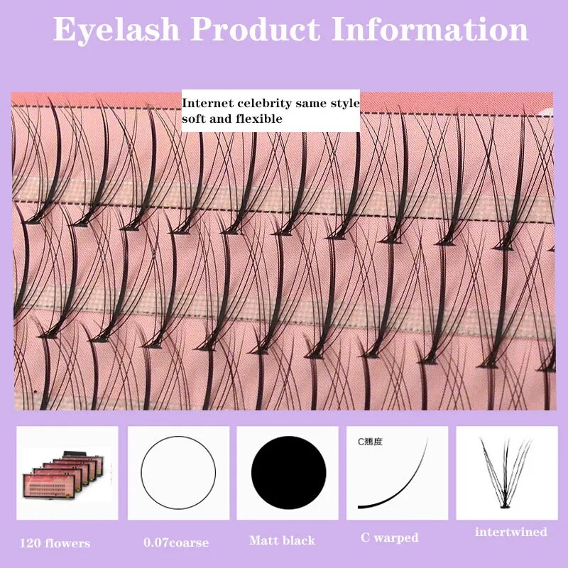 Anlinnet Professional  Makeup 60 clusters Personal Cluster Eyelash Single tuft of M sandwich eyelash Grafting False Eyelashes