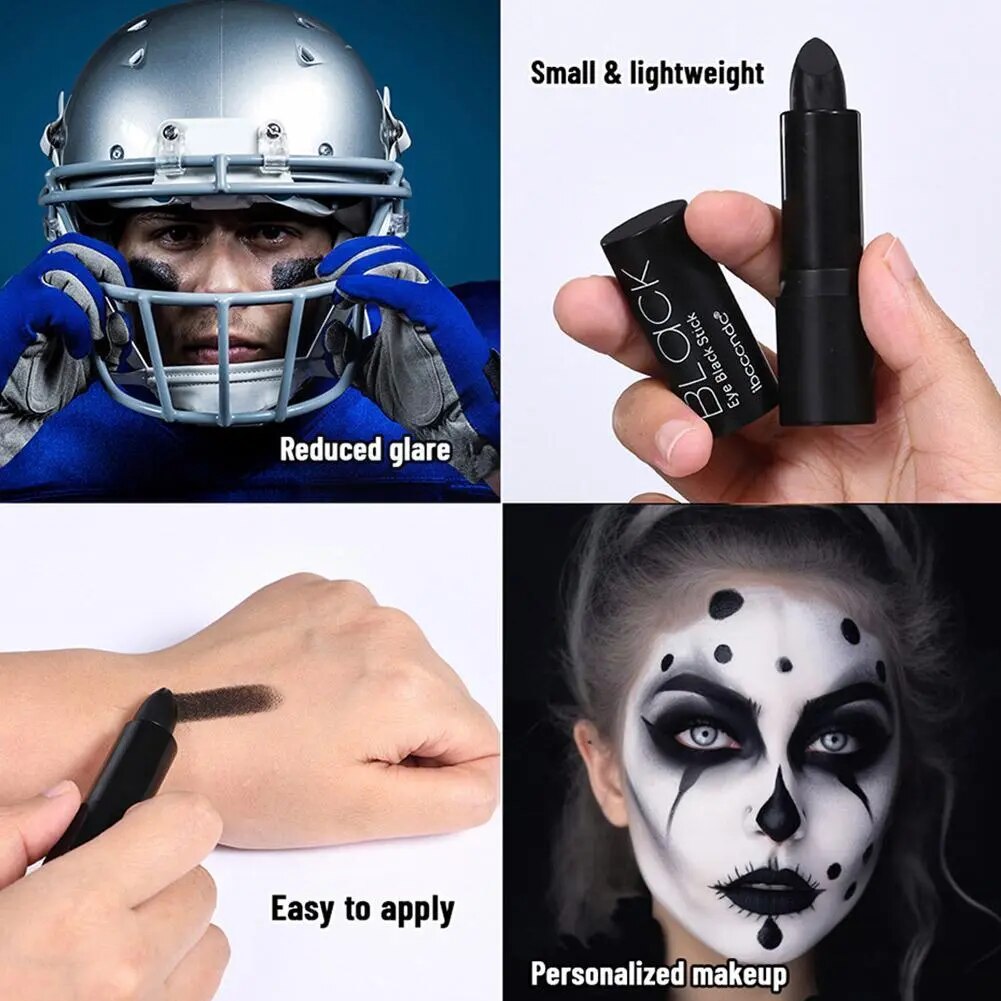 Black Eye Face Body Paint Stick Cream Eyeblack Tube Black Body Painting Blendable Sticks For Halloween Cosplay Joker Makeup E7C8