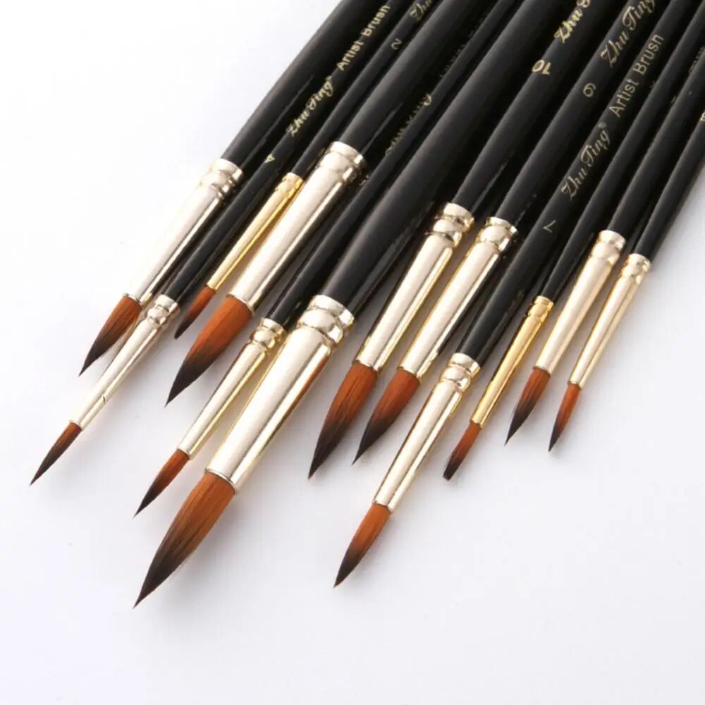 12Pcs/Set Professional Artist Paint Brush Acrylic Watercolor Oil Painting Tool Body Painting Brush Makeup Brushes Makeup Tools