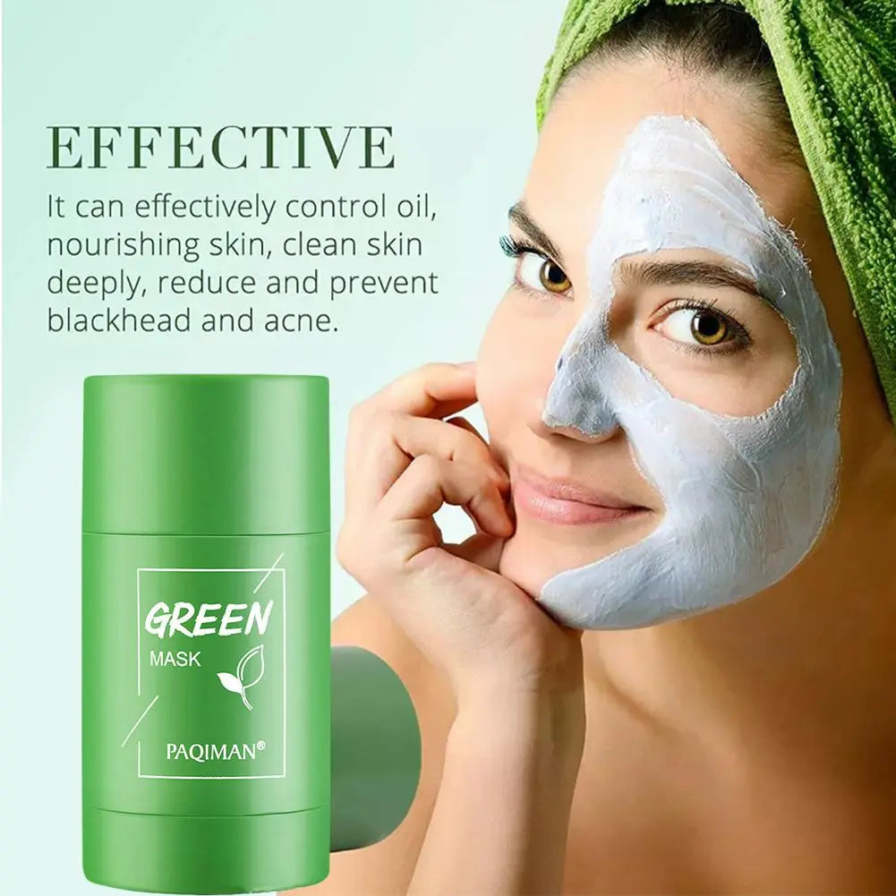 Green Tea Solid Cleansing Mask Dispel Acne Blemish Mark Remove Blackhead Acne Smearing Mud Film Hydrating Mask 2023 New