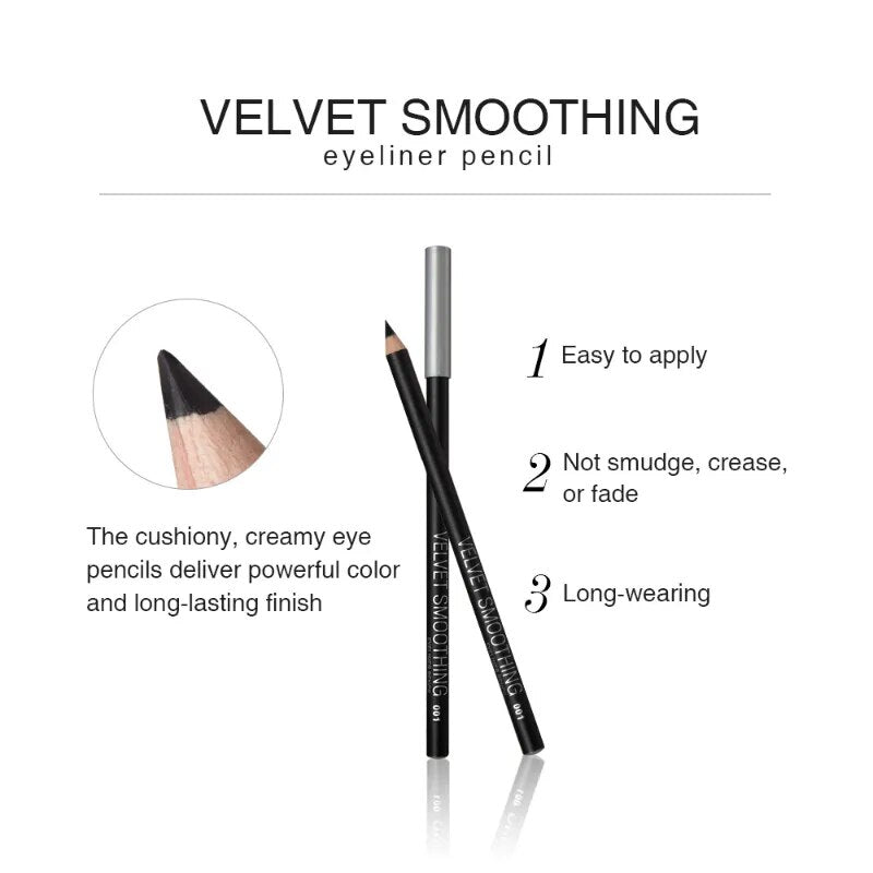 12pcs/lot Eyeliner Black Waterproof Long-lasting Portable Eye Liner Pencil Smooth Easy Makeup Pen High Quality