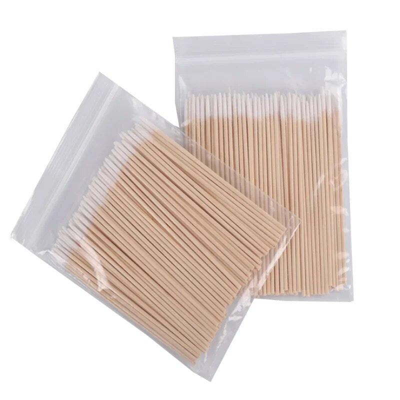 500PC/lot Wood Cotton Buds Tips Disposable Micro Cotton Swabs Makeup Ears Cleaning Sticks Cosmetic Nails Eyelash Extension Tools