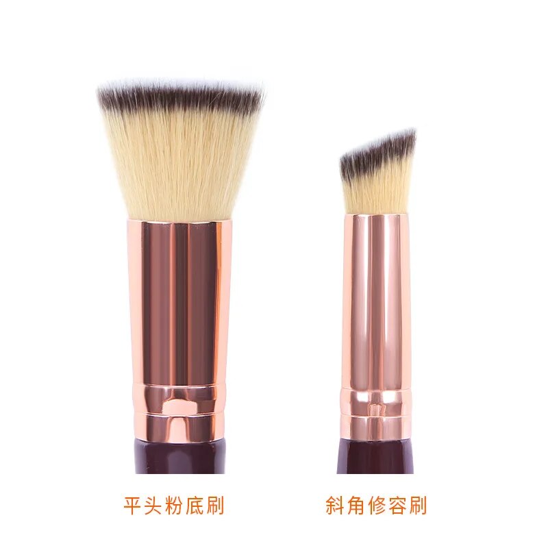 Double head foundation brush flat head liquid foundation makeup brush oblique head repairing concealer brush beauty tool