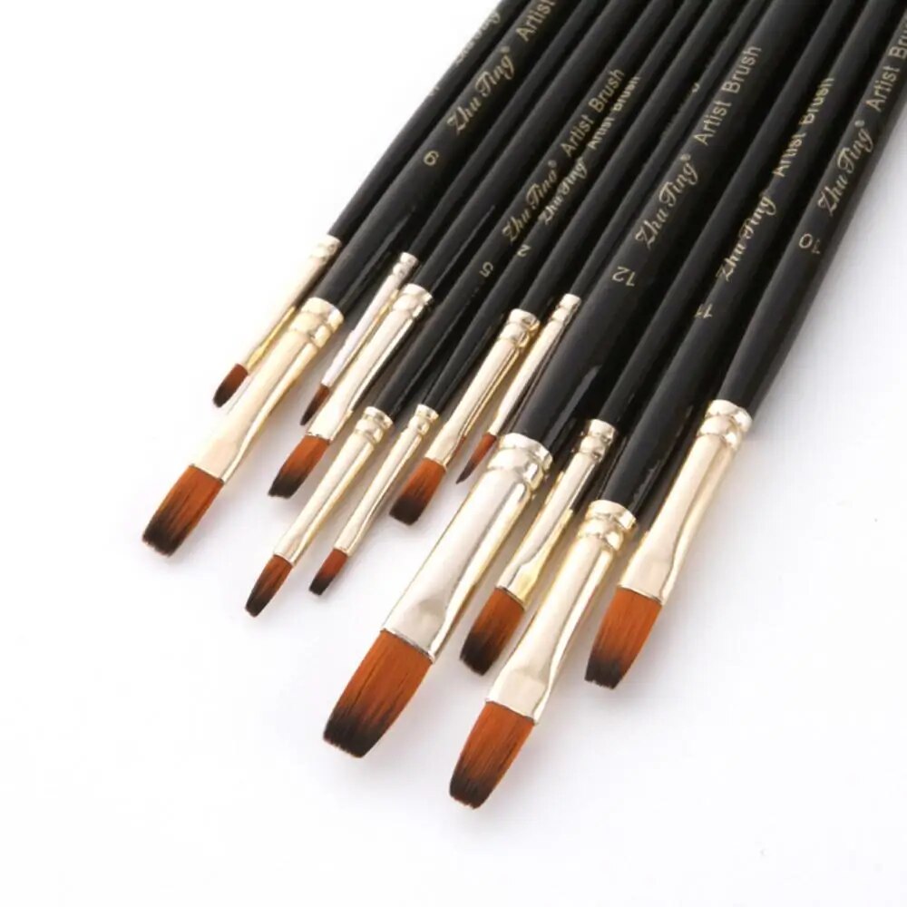 12Pcs/Set Professional Artist Paint Brush Acrylic Watercolor Oil Painting Tool Body Painting Brush Makeup Brushes Makeup Tools